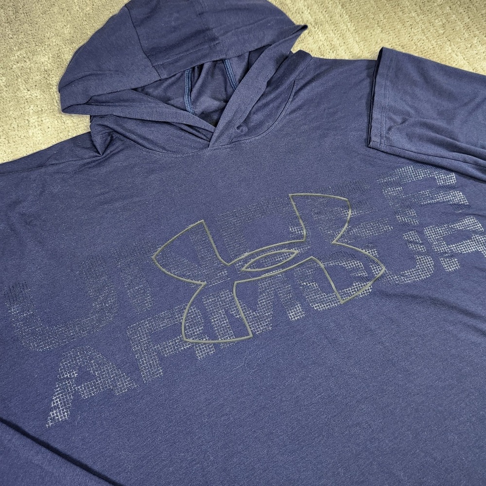 Under Armour Hoodie Men 5XL Blue Lightweight Loose Stretch Cotton Training